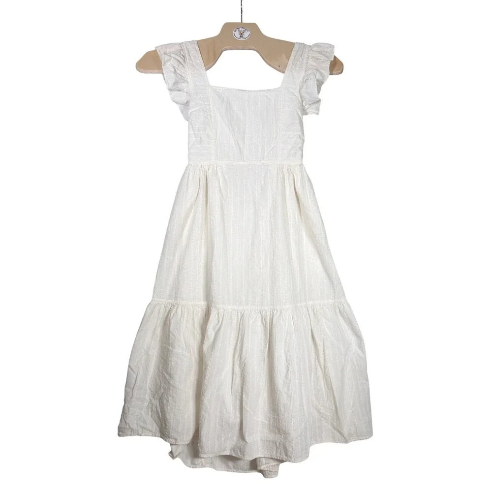 Madewell Cream Ruffle-Sleeve Midi Dress